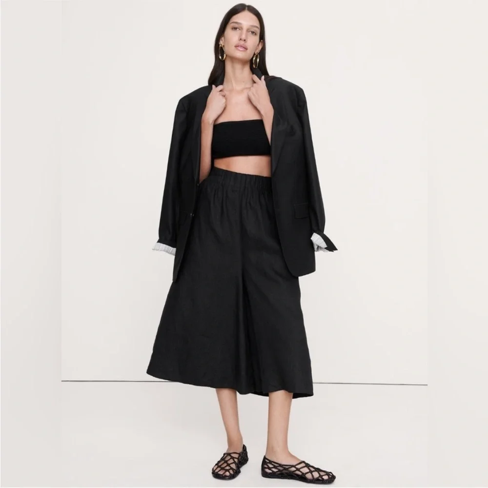 NWT! Banana Republic Black Linen Culotte - Size Large Tall  🕰️